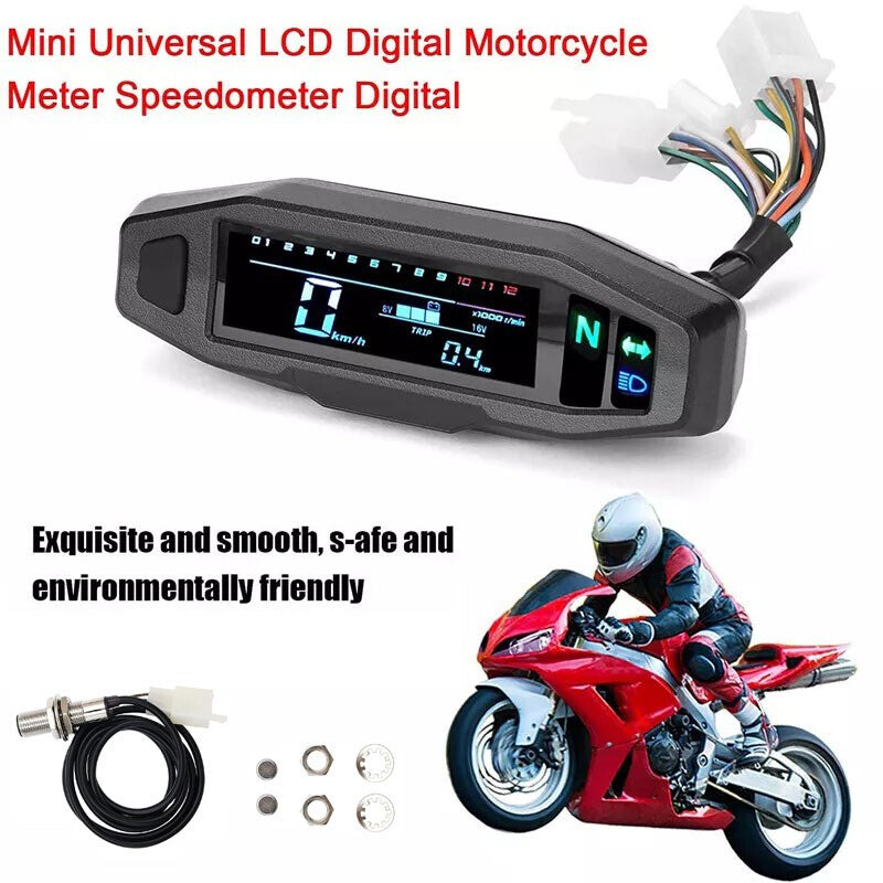 Motorcycle LCD Digital Speedometer Universal Motorbike Odometer Tachometer Gauge