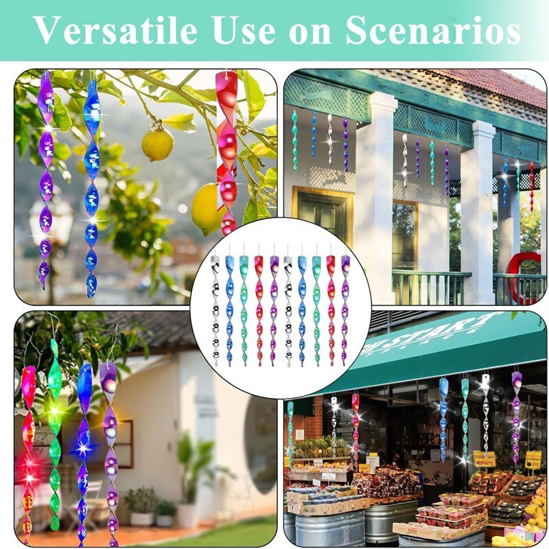 10Pcs Bird Repellent Rods | Reflective Spiral Scare Pigeon Deterrent Garden Wind