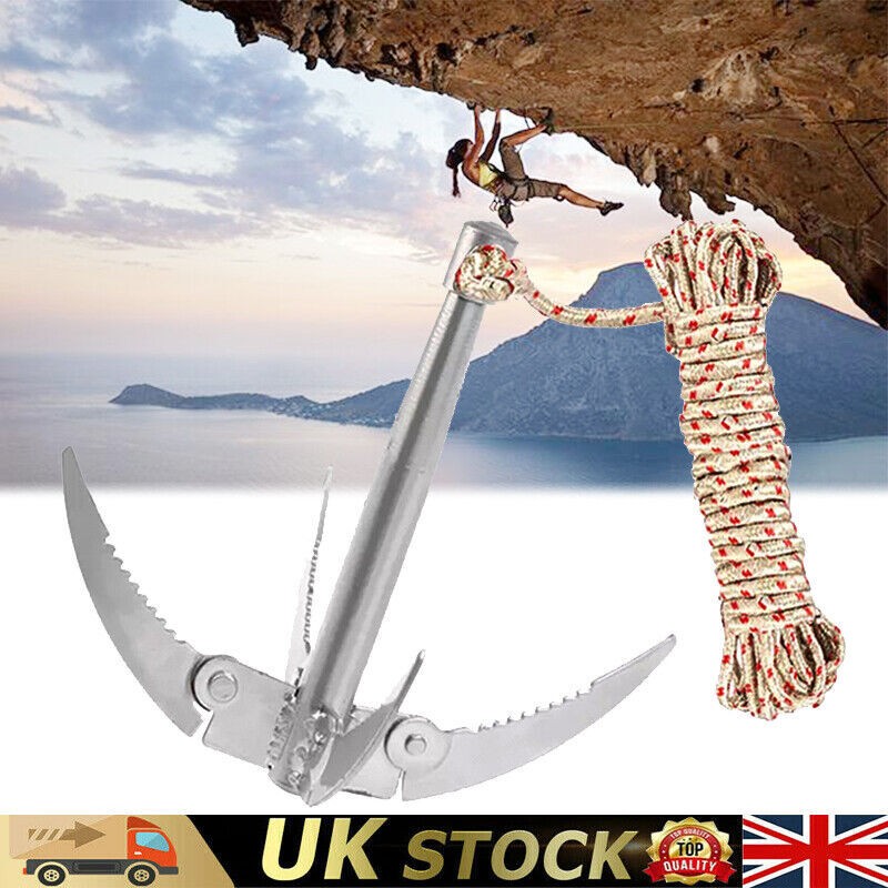 Fishing & Rock Climbing Claw With Rope Folding Boats Anchor Grappling Hook Tool