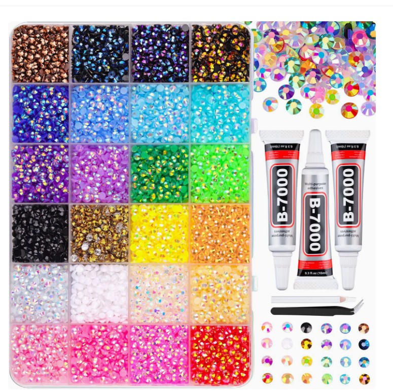3mm Flatback Resin Nail Gems 24000PCS DIY Colorful Rhinestone Bedazzling Set