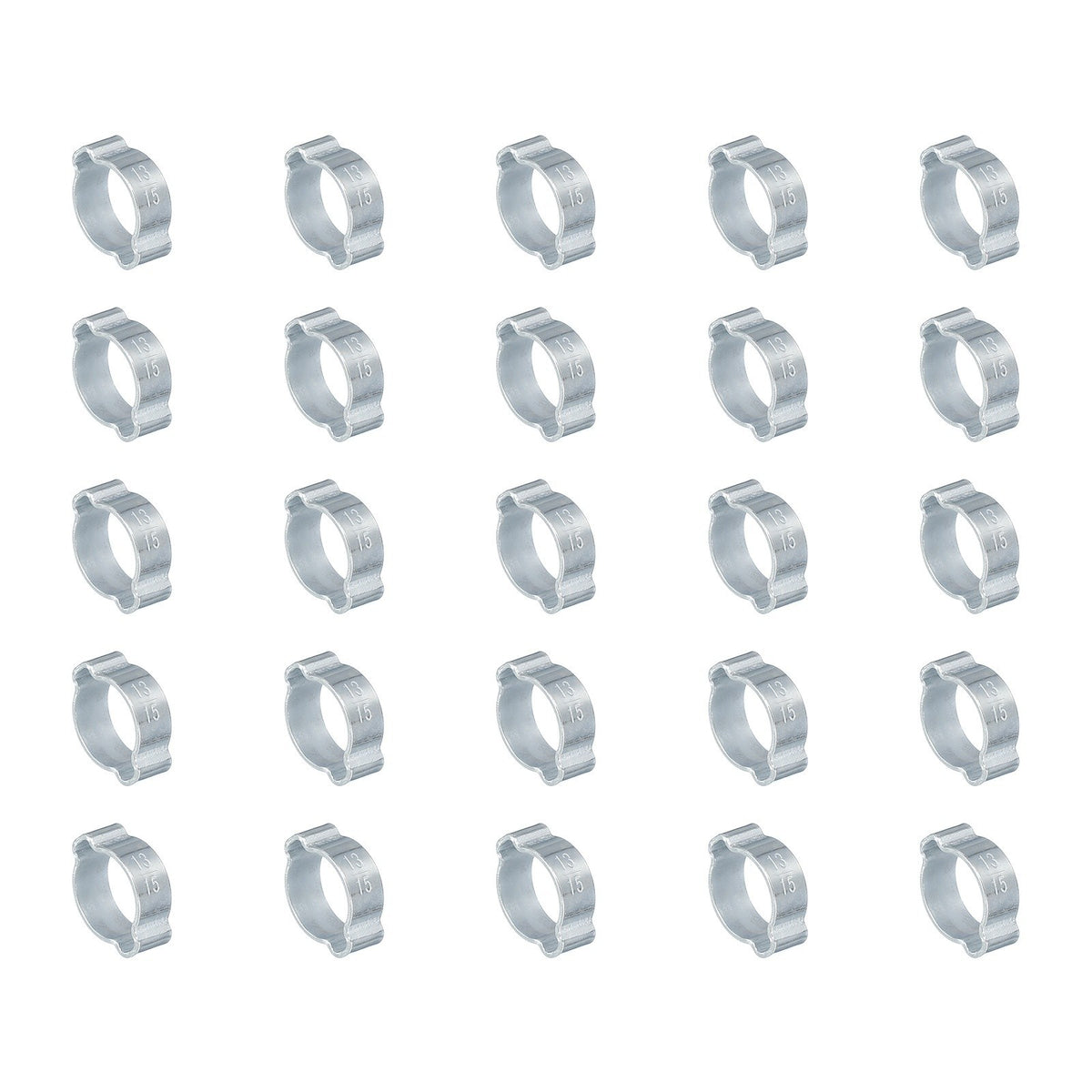 25 Pack 13-15mm Double Ear Hose Clamp, Galvanized Steel O Clip Crimp Rings