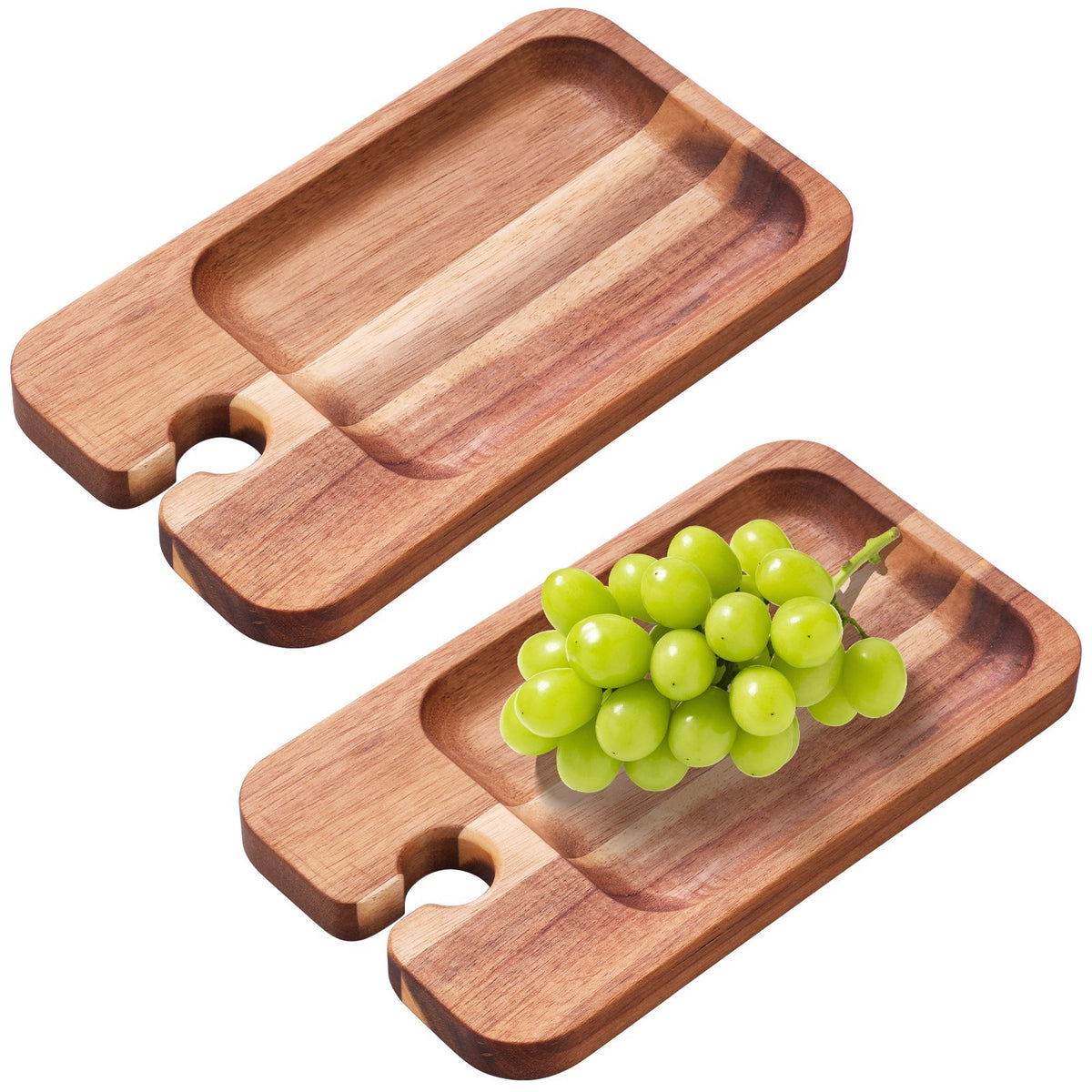 2Pcs Wine Appetizer Plates Wood Appetizer Plates With Wine Glass Holder