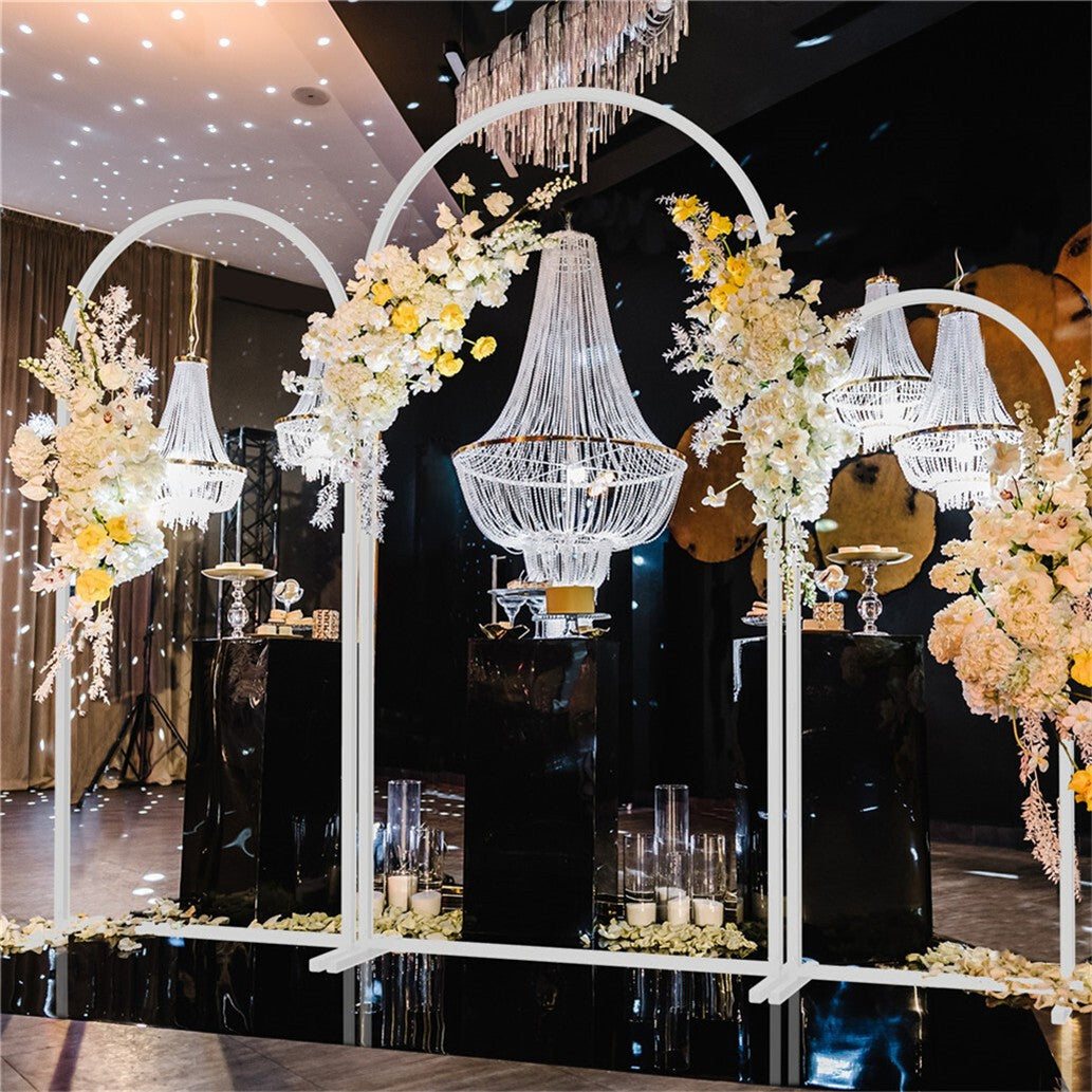White Metal Arch Backdrop Stand Set of 3 Wedding Arch Frame for Birthday Party