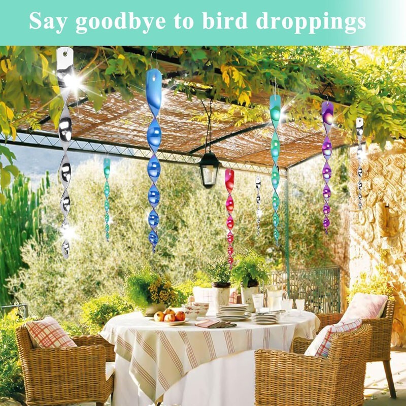 10Pcs Bird Repellent Rods | Reflective Spiral Scare Pigeon Deterrent Garden Wind