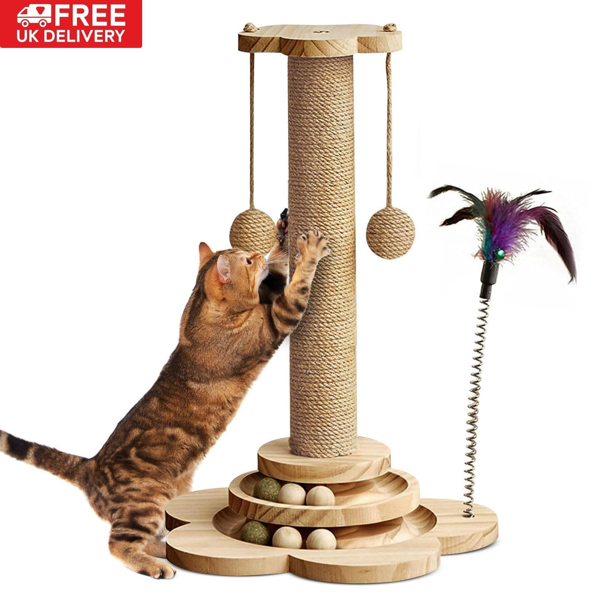 Tall Cat Scratching Post Cats Tree Scratcher Kitten Scratch Post Play Track Ball