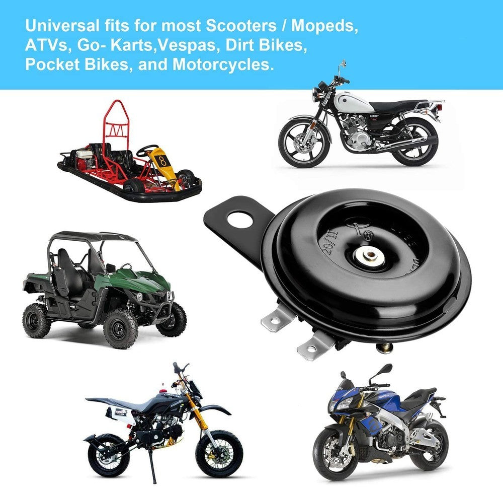 65mm 12V DC Black Horn Universal For Scooter Motorcycle Quad Moped Replacement
