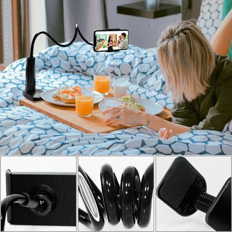 Long Lazy Arm Mount Mobile Phone Holder For Android iPhone Bed Desk Clamp UK