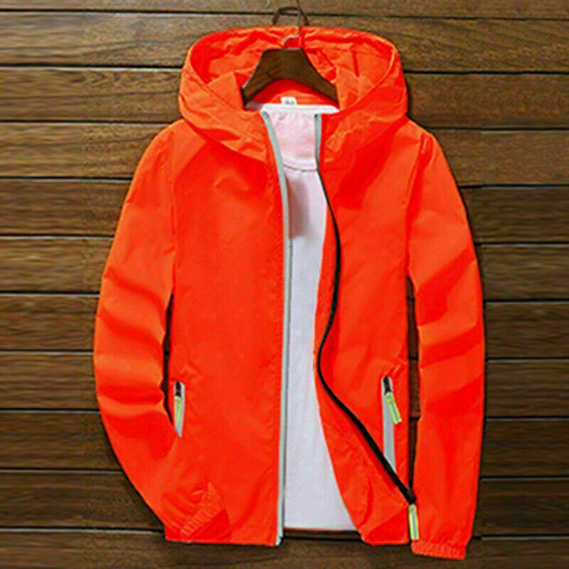 Men's Waterproof Rain Jacket Hooded Breathable Lightweight Windbreaker Outwear