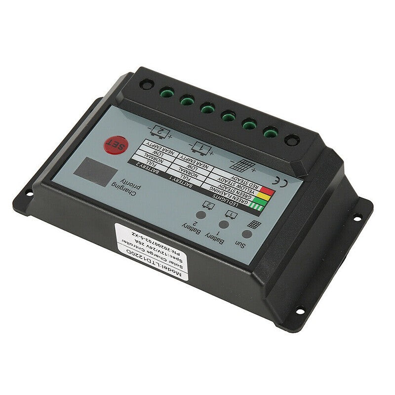 12V 24V 20A Dual Battery Solar Regulator Boat Solar Charge Controller