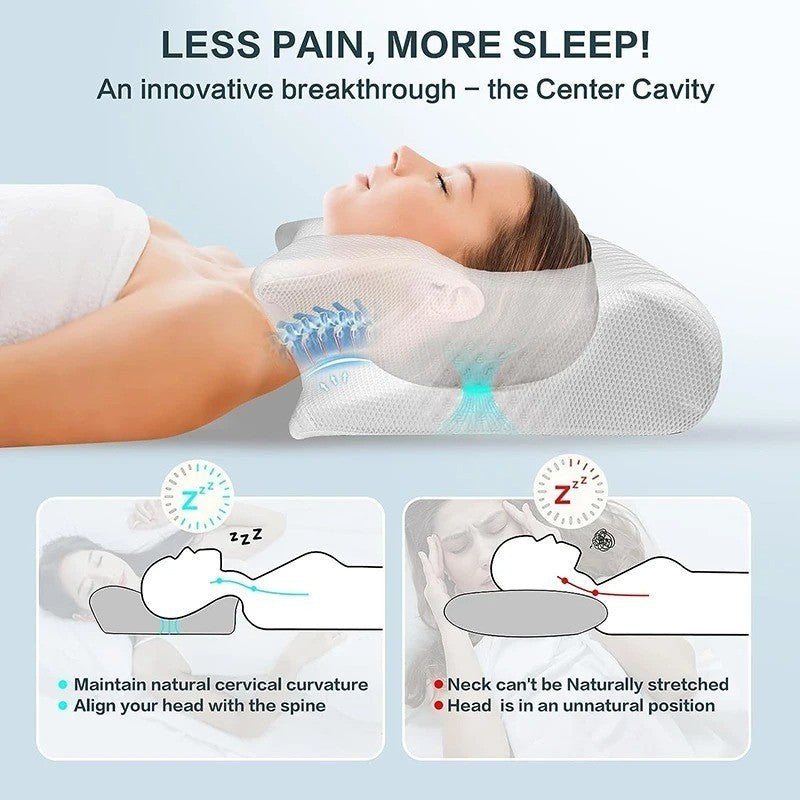 Cervical Foam Pillow Ergonomic Support Eases Neck Shoulder Pain Side Sleepers
