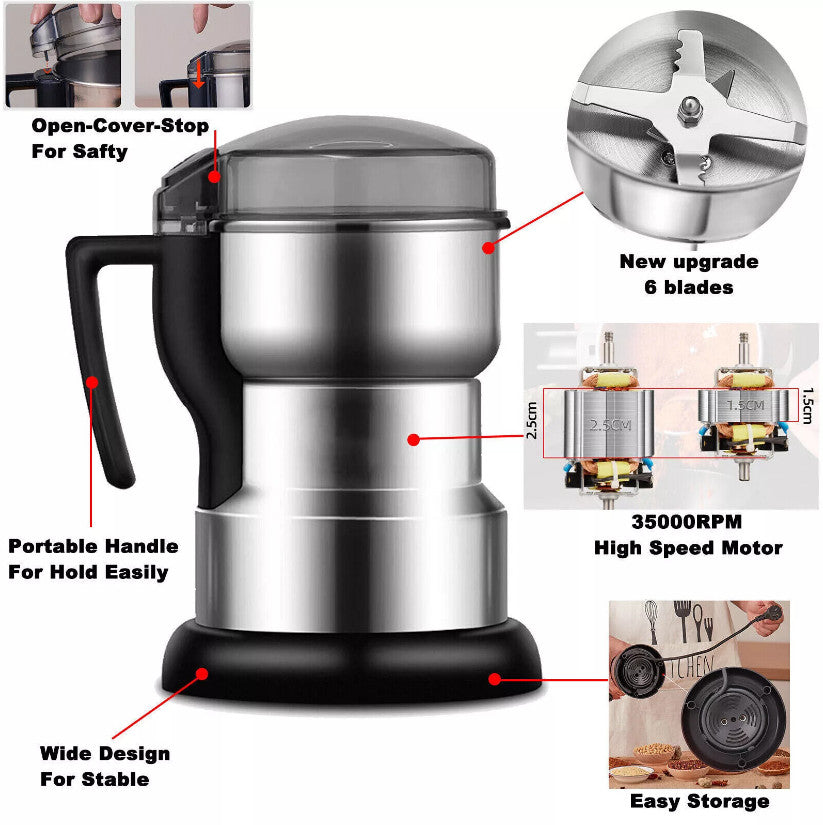400W Electric Coffee Grinder Grinding Milling Bean Nut Spice Matte Blade Blender