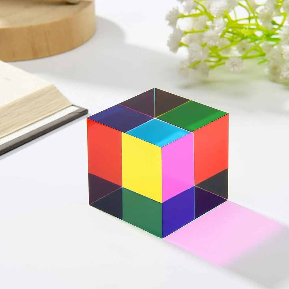 50mm Cmy Mixing Colour Cube Prism Glass Rubik's Cube Pyramid Home Decor Toys New
