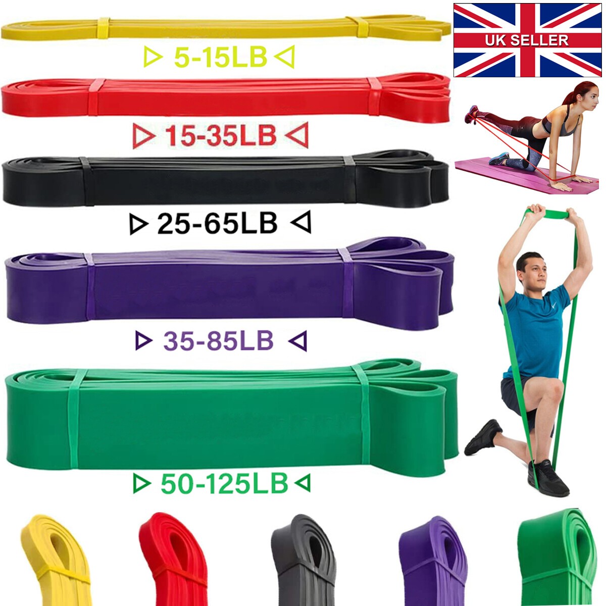 Resistance Band Pull-Up Heavy Duty Assisted Exercise Tube Set Home Gym Fitness
