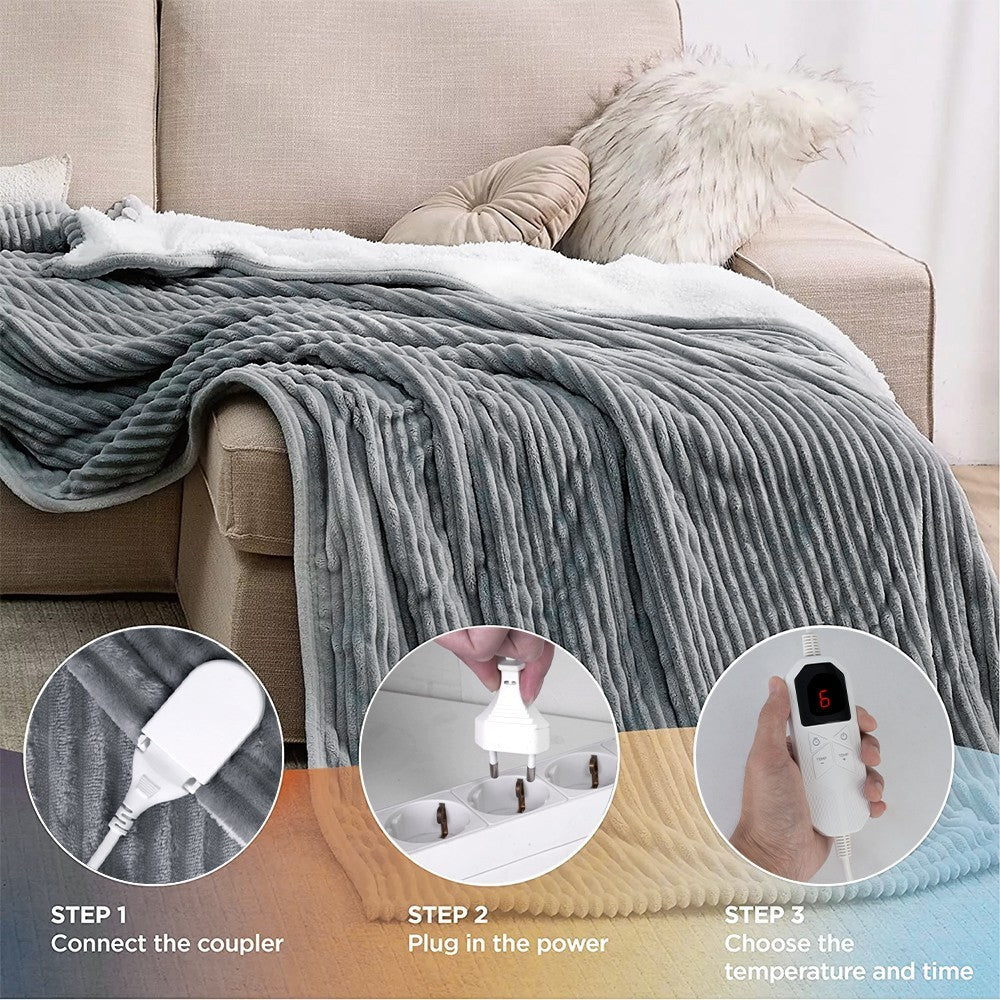 Electric Blanket Heated Throw Over Luxurious Fleece Washable Digital Controller