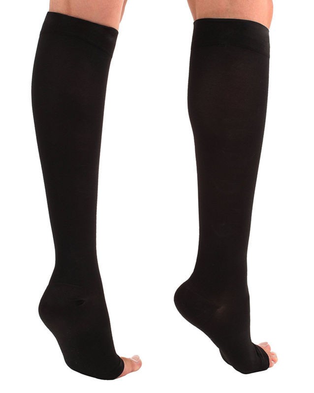 23-32mmHg Medical Support Compression Socks Knee High Stockings Open Toe S-3XL