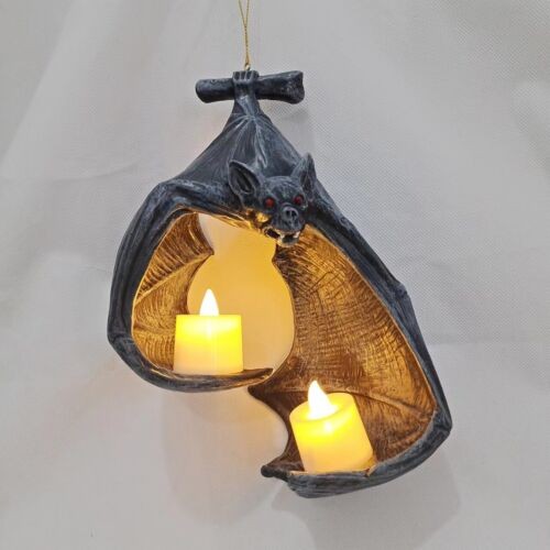Bat Wall Tealight Holder Statue Sculpture Halloween Home Garden Wall Decor Resin