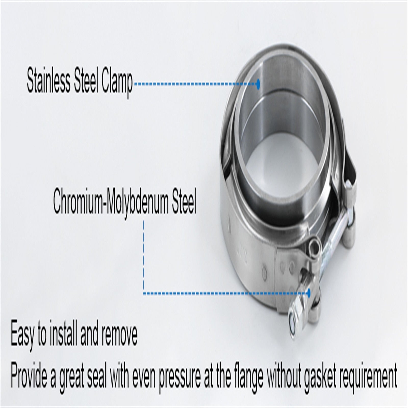 76mm 3" Inch V-band Clamp + Flanges Complete Stainless Steel Exhaust Turbo Hose
