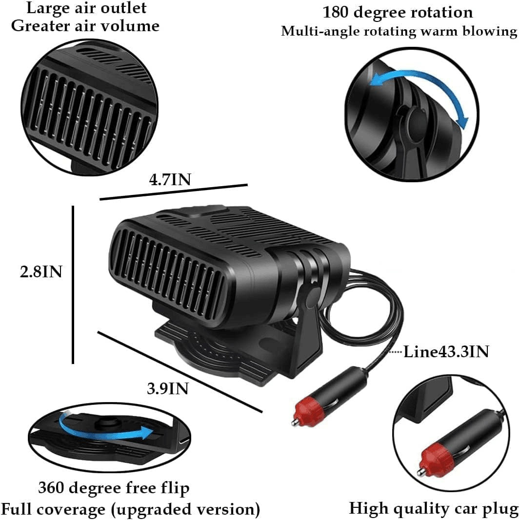 200W Car Heater Portable Electric Heating Fan Defogger Defroster Demister 24V UK