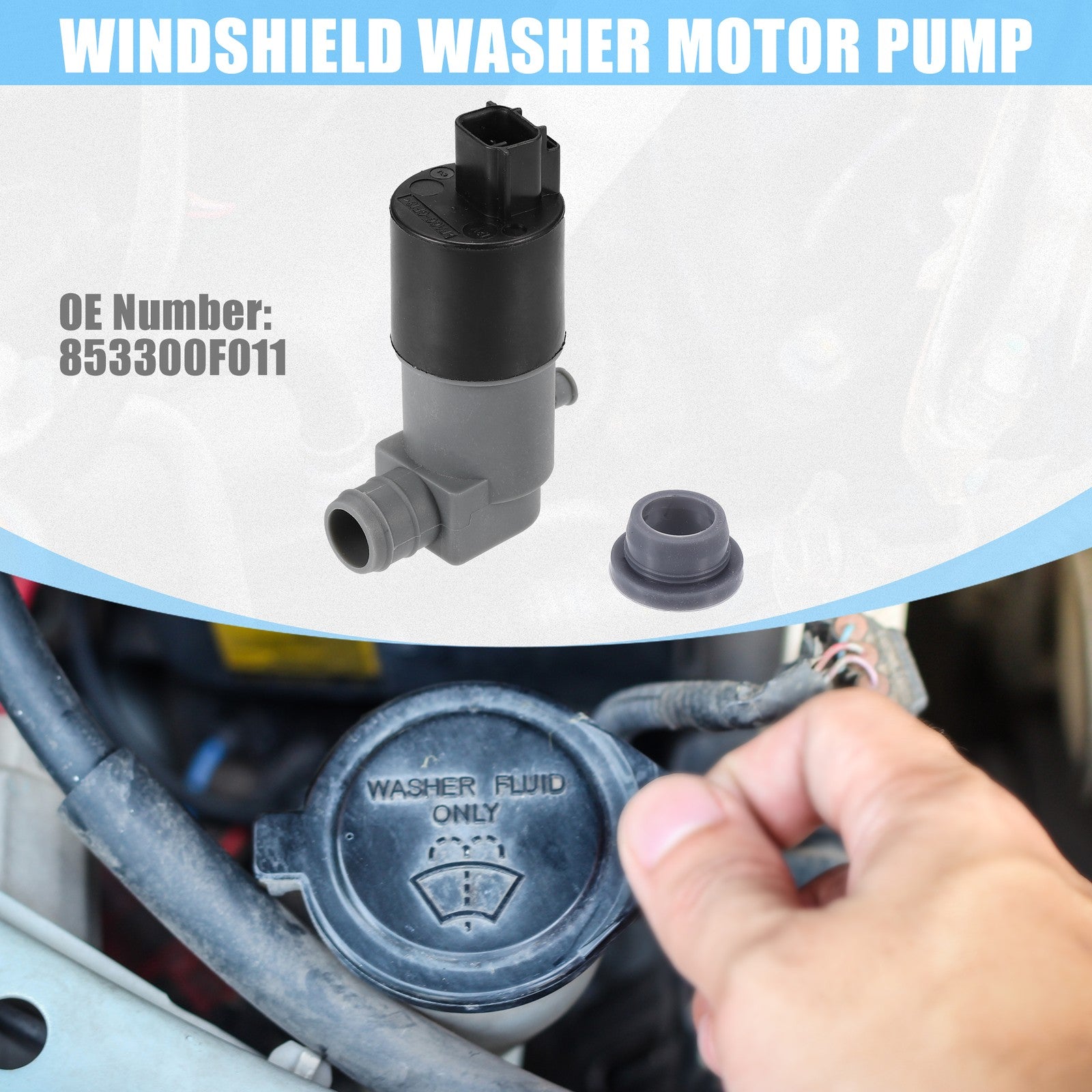Front Windshield Washer Motor Pump No.853300F011 for Toyota Yaris 14-17 Black