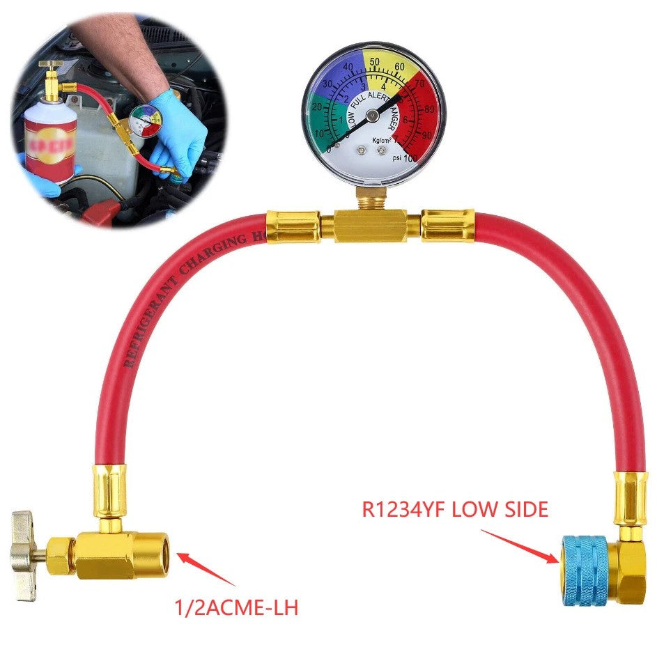 Refrigerant Charge Hose R1234YF Recharge Hose with Gauge Strong Construction Kit