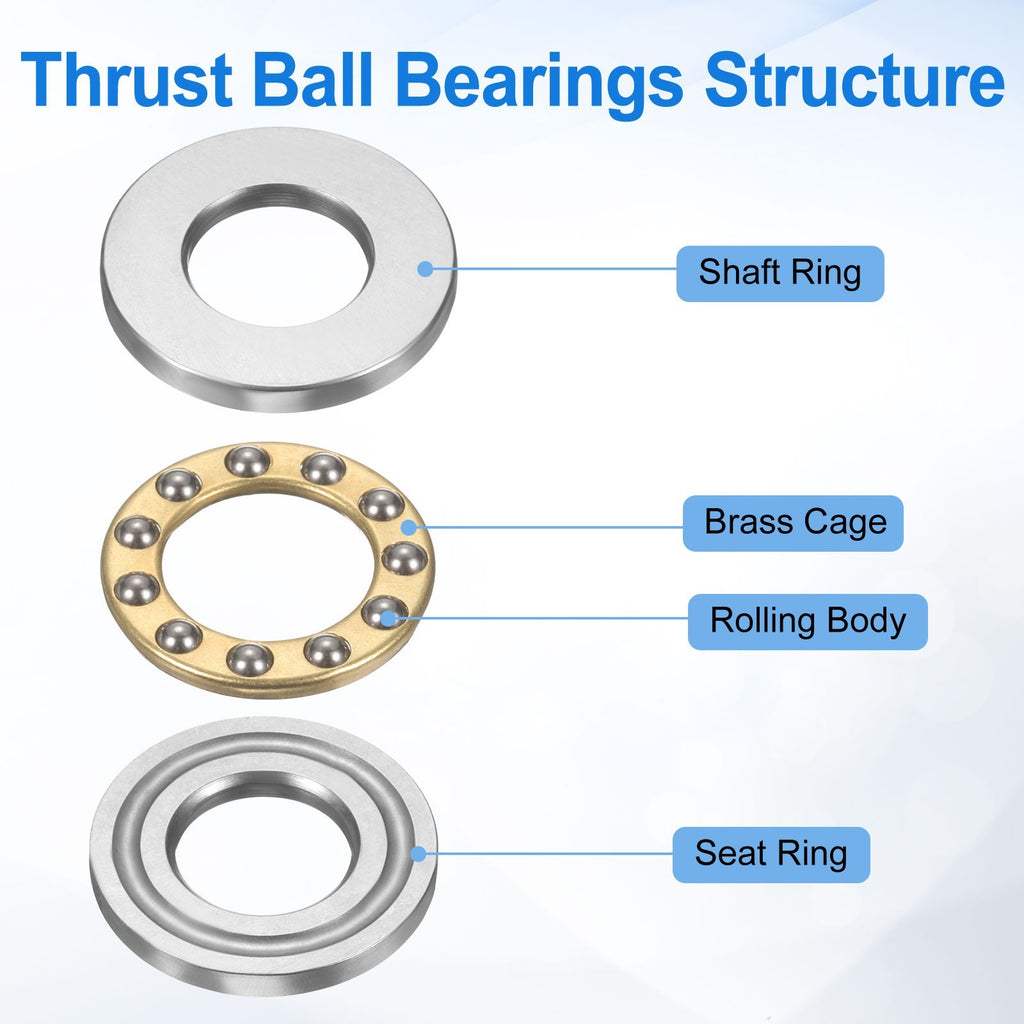 8pcs F10-21M Thrust Ball Bearings 10mmx21mmx7mm Chrome Steel Single Direction