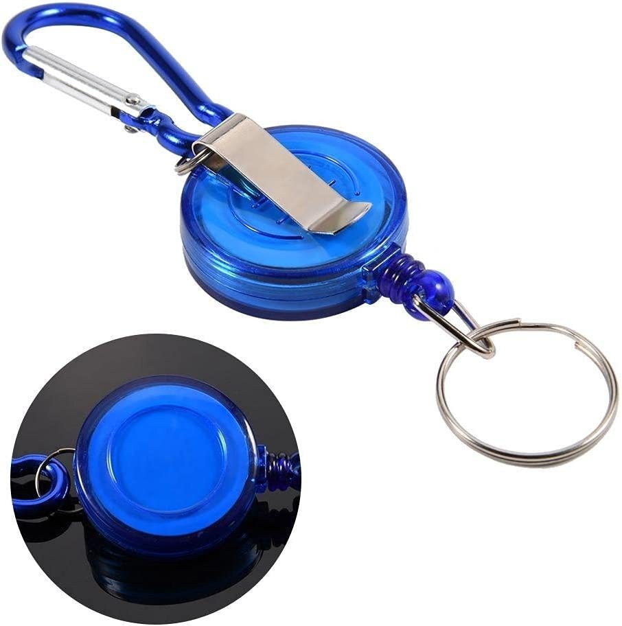 2 x Heavy duty Retractable Pull Badges ID Reel Carabiner Key Chain Cable Recoil