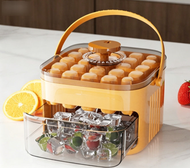 2pcs One Press Release Ice Cube Tray 50 Grids Double Layer Ice Maker Storage Box