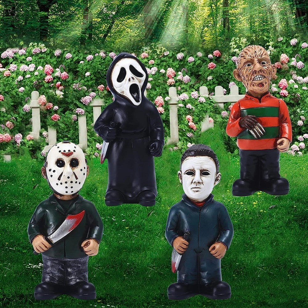 Horror Movie Garden Gnomes Nightmares Michael Myers Jason Statues Gift UK