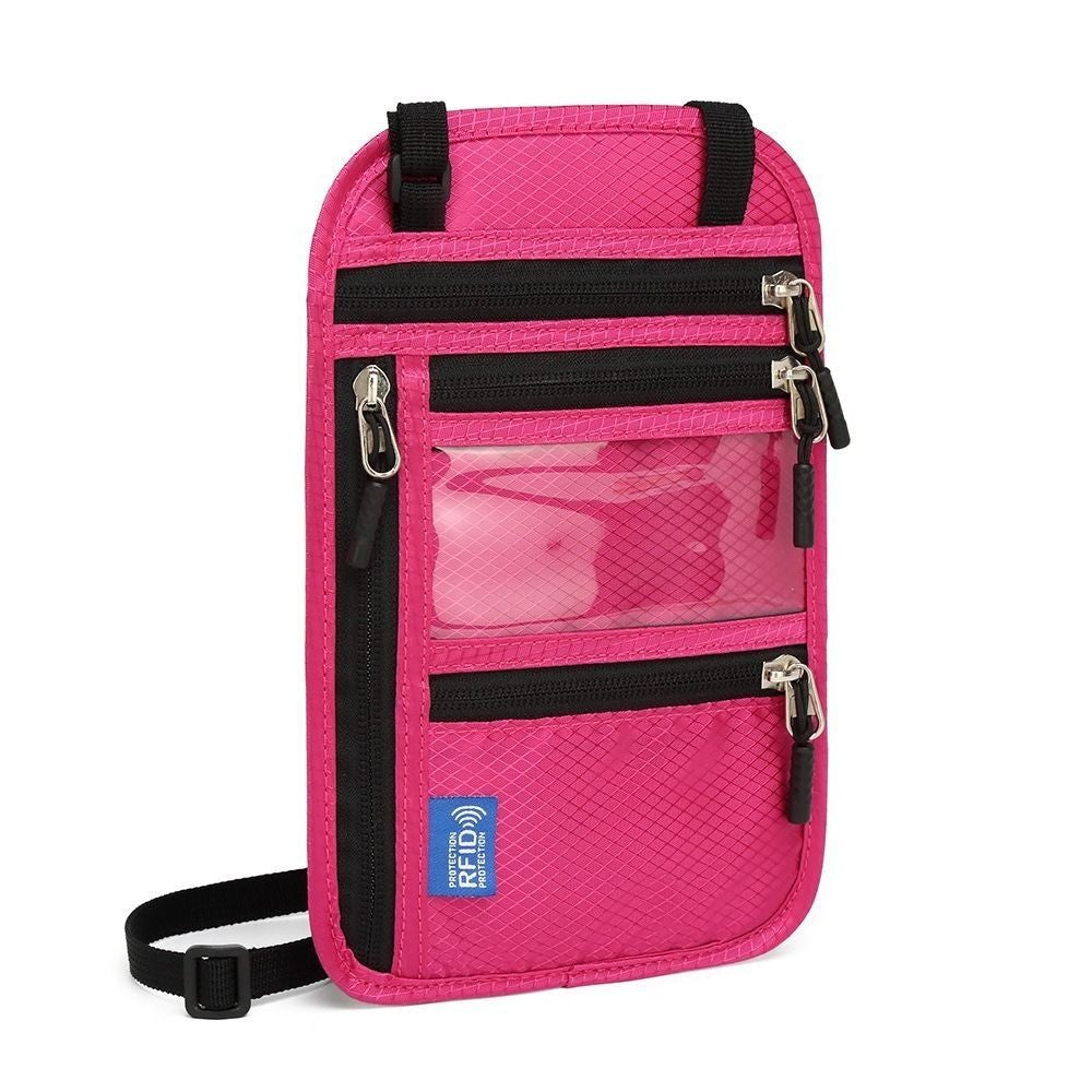 Travel RFID Passport Bag Neck Wallet Passport Document Bag Anti-theft Adjustable
