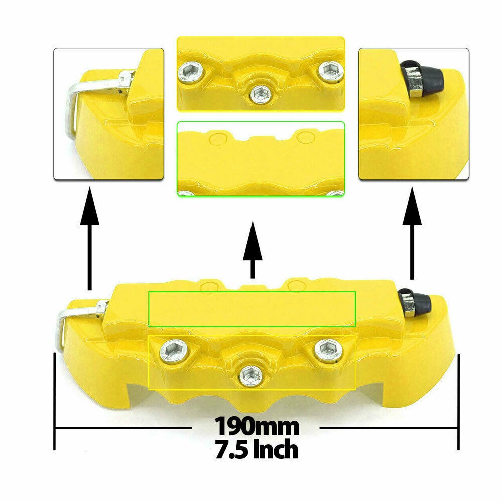 4pcs Yellow Style 3D Auto Car Disc Brake Caliper Covers Front & Rear Kit UK