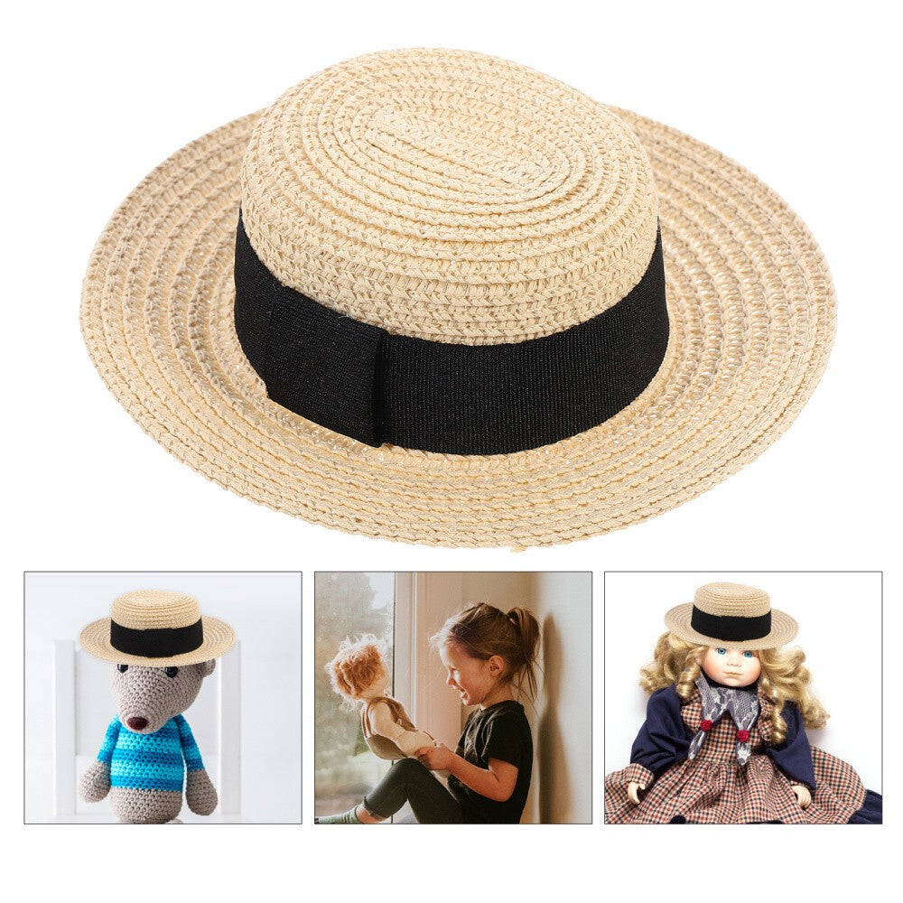 1 Pc Hand-woven Straw Hat Doll Clothes Decor Accessory Doll Straw Hat Decor