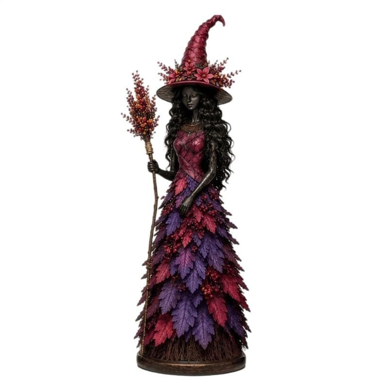 Fall Enchanted Autumn Witch Figurine, Halloween Witch Statue (Golden Harvest)