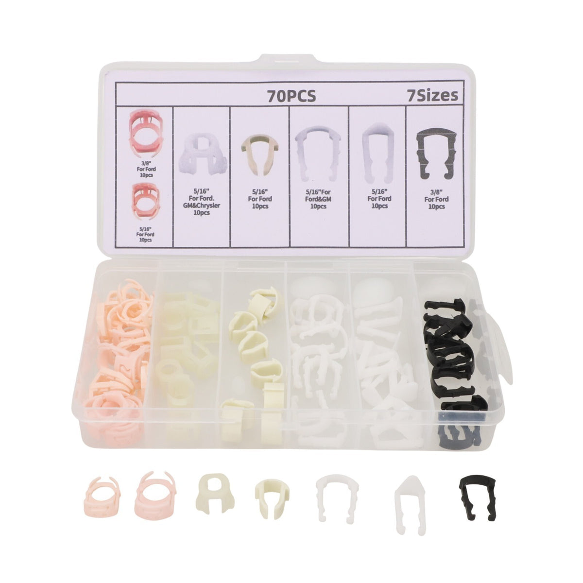 70Pcs Nylon Fuel Line Retaining Clip  Assortment Kit Clip  For Car