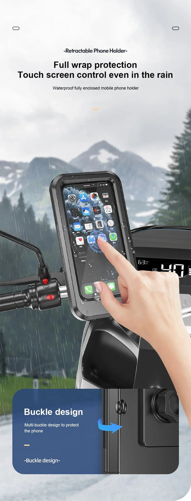 360° Waterproof Bicycle Motor Bike Phone Case Mount Holder For All Mobile Phones