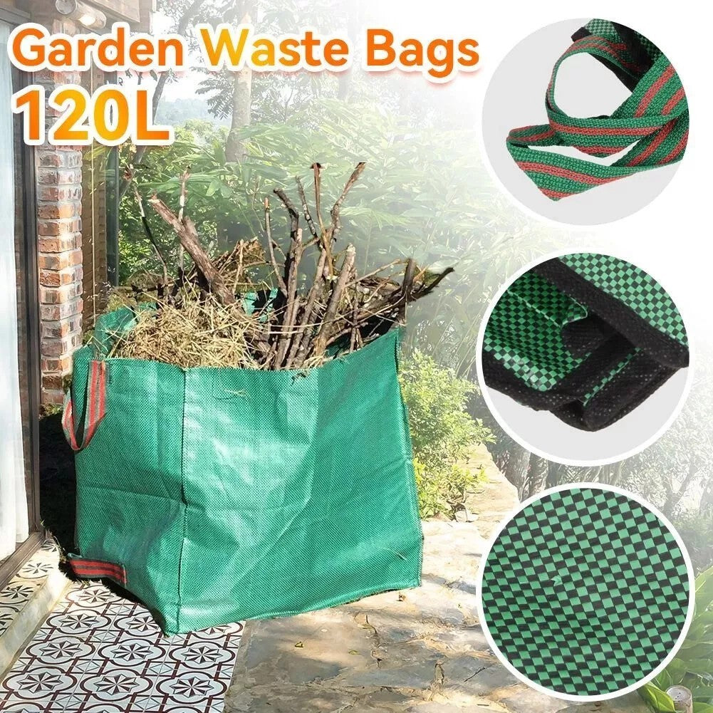 3 x Extra Large Garden Waste Bags Refuse Heavy Duty Sacks Grass Rubbish 120L