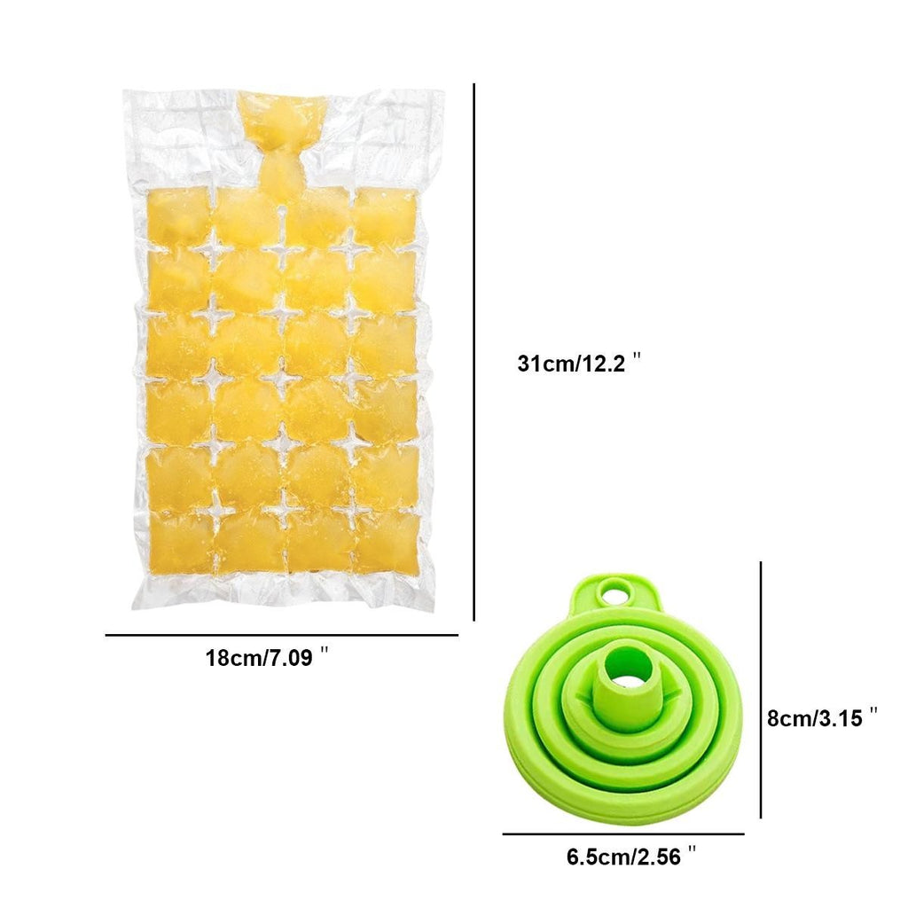 100 Ice Cube Freezer Bags 2400 Disposable Cubes Maker Clear Bag Fridge Party BBQ