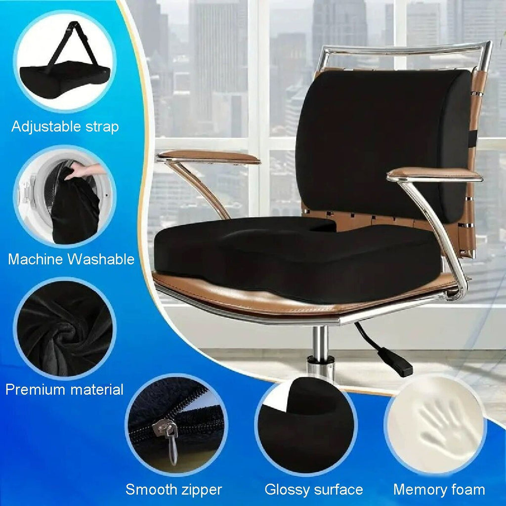 Lumbar Back Support Cushion Car Seat Pillow Memory Foam Pain Relief Office Chair