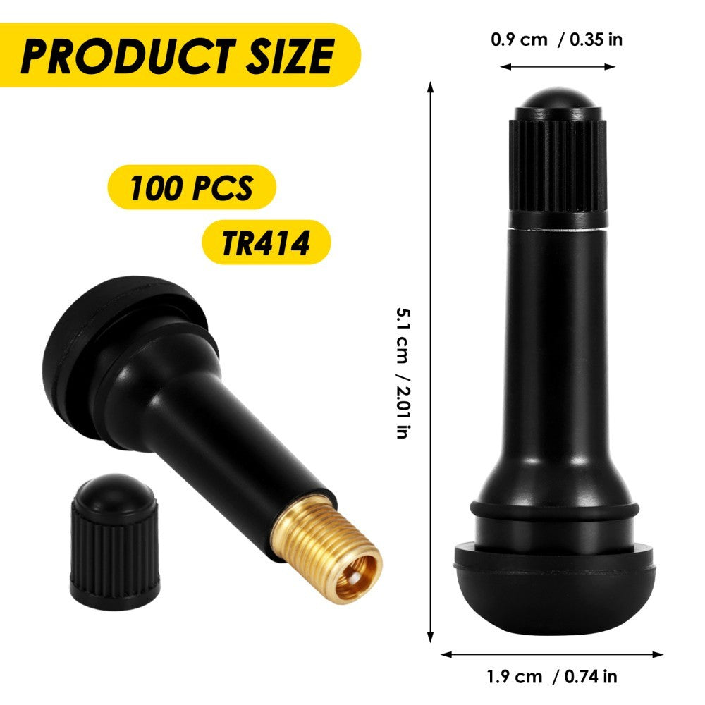 100pcs Tubeless Tyre Valve Stems TR414 Rubber Car Wheel Replacement Valves