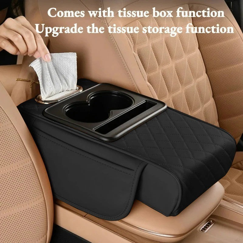 Portable Armrest Pad PU Leather Storage Box Center Console Armrest Cushion Car