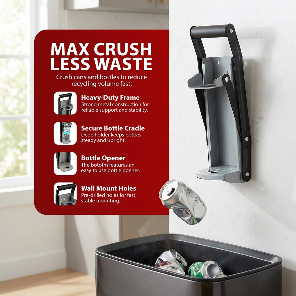 Heavy Duty Wall Can Crusher Fit Large 500ml Beer Water Tin Bottles