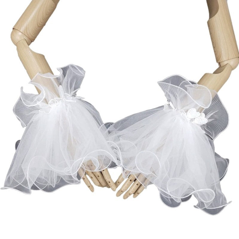 Cosplay Maid Elastic Decorative Cuffs Detachable Cuffs with Bowknot for Girls