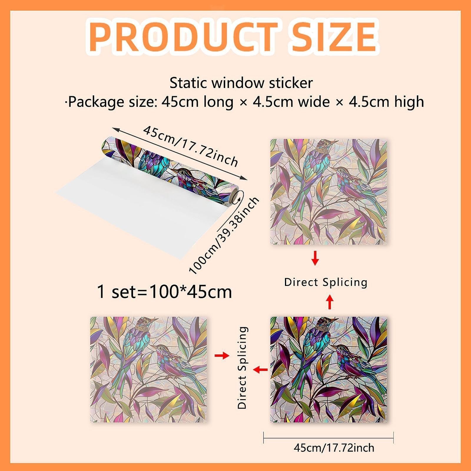 Stained Glass Window Film Creative Design Self Sticky Privacy Rainbow Decal