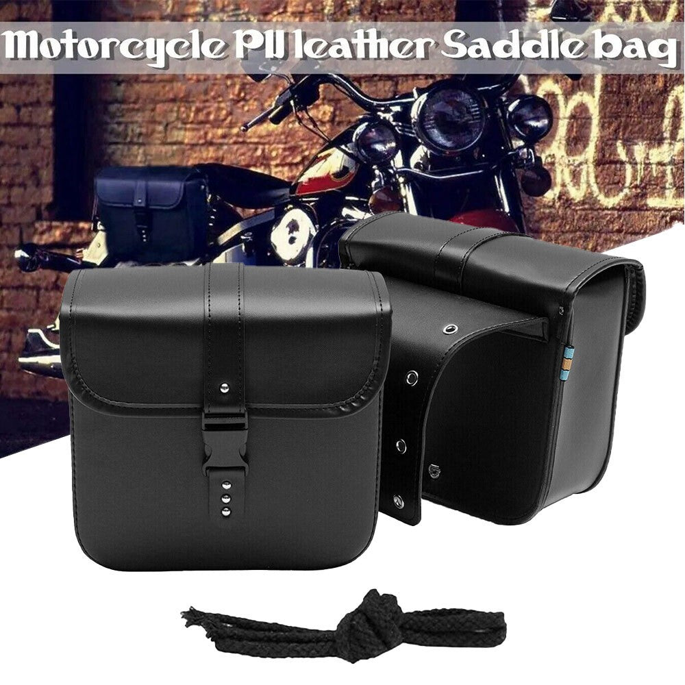 2x Motorbike Saddle Bags Luggage Pouch PU Leather Motorcycle Panniers Universal
