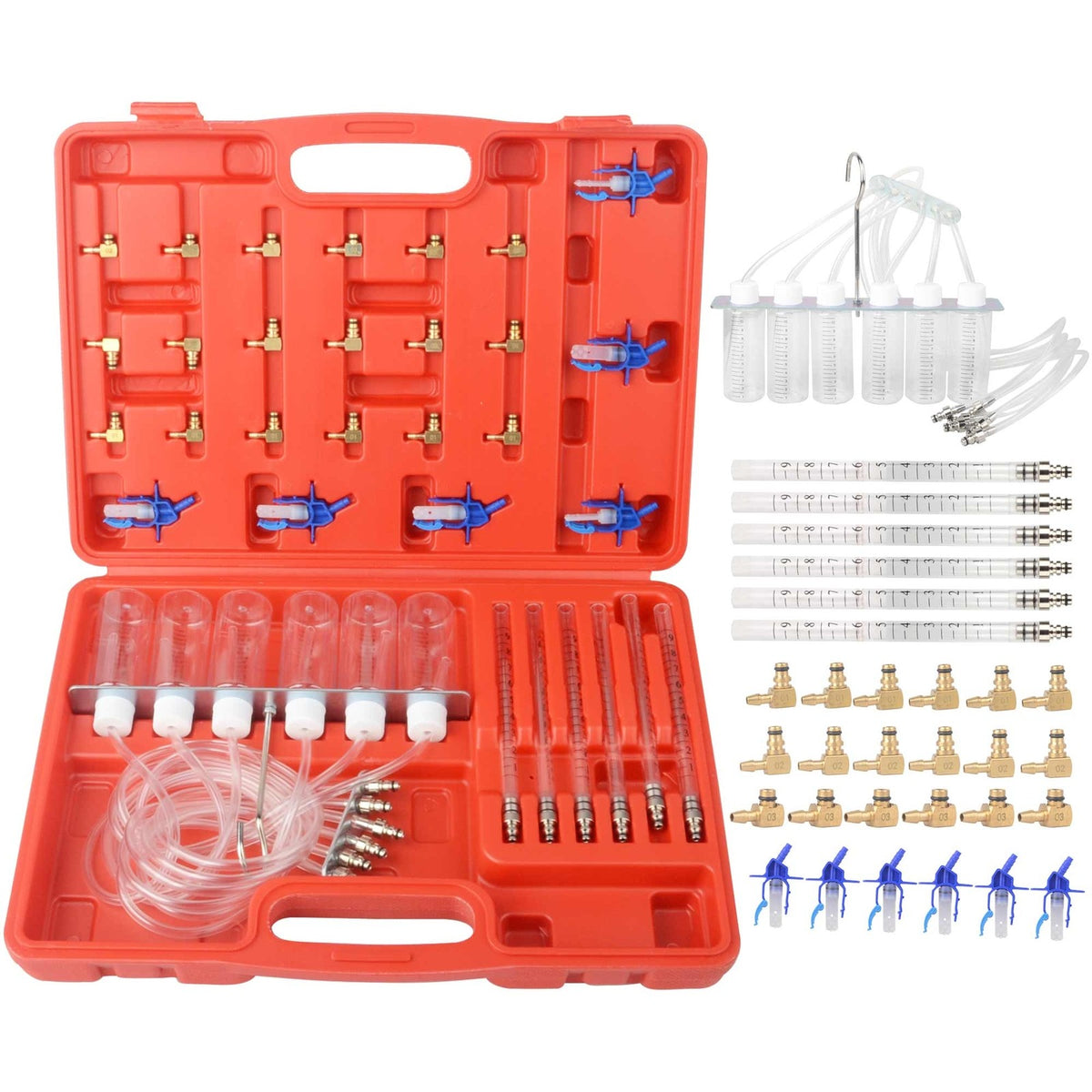 Diesel Injector Flow Meter + Adaptors Kit For 6 Cylinder Common Rail Leak Tester