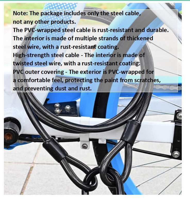 Bike Security Cable Lock - 1.2M Long and 12Mm Thick Heavy Duty Black Cable UK
