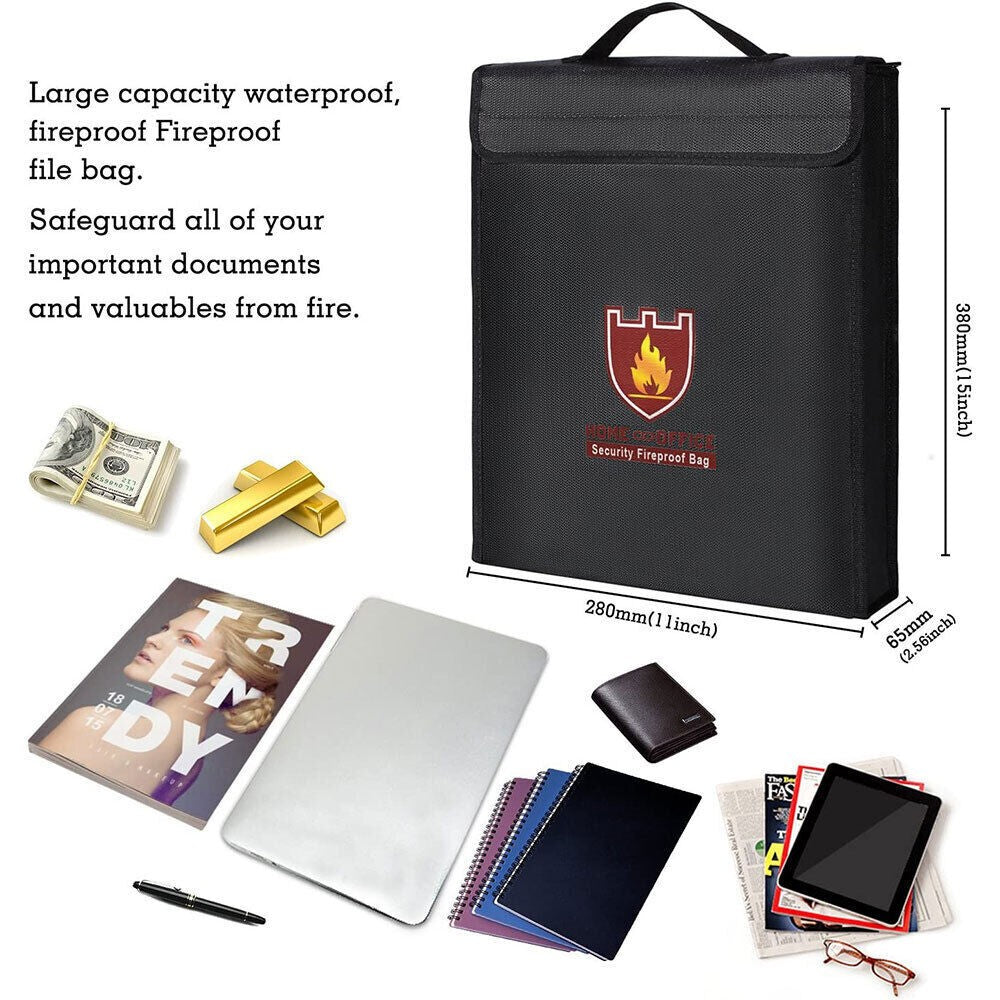 Fireproof Waterproof Document Bag Secret File Protect Pouch Money Safe Handbag