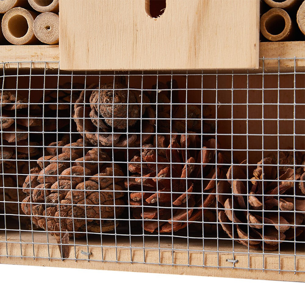 Wooden Insect Hotel Metal Roof Nesting Home Bee Keeping Bug Garden Ladybird Box