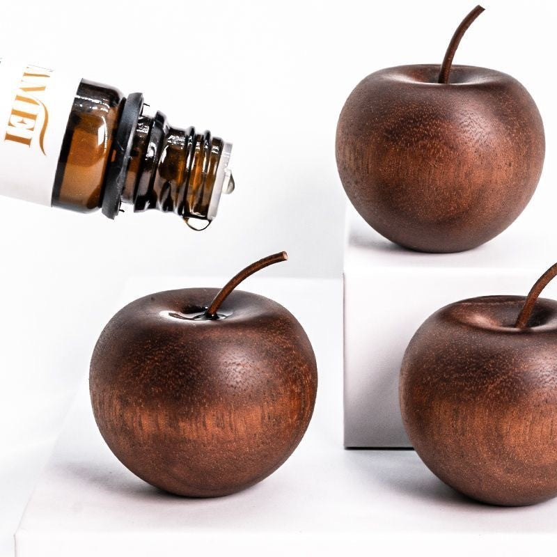 3x Apple Shaped Oil Diffusers Dark Wood  Flameless Wooden Essential Oil Diffuser