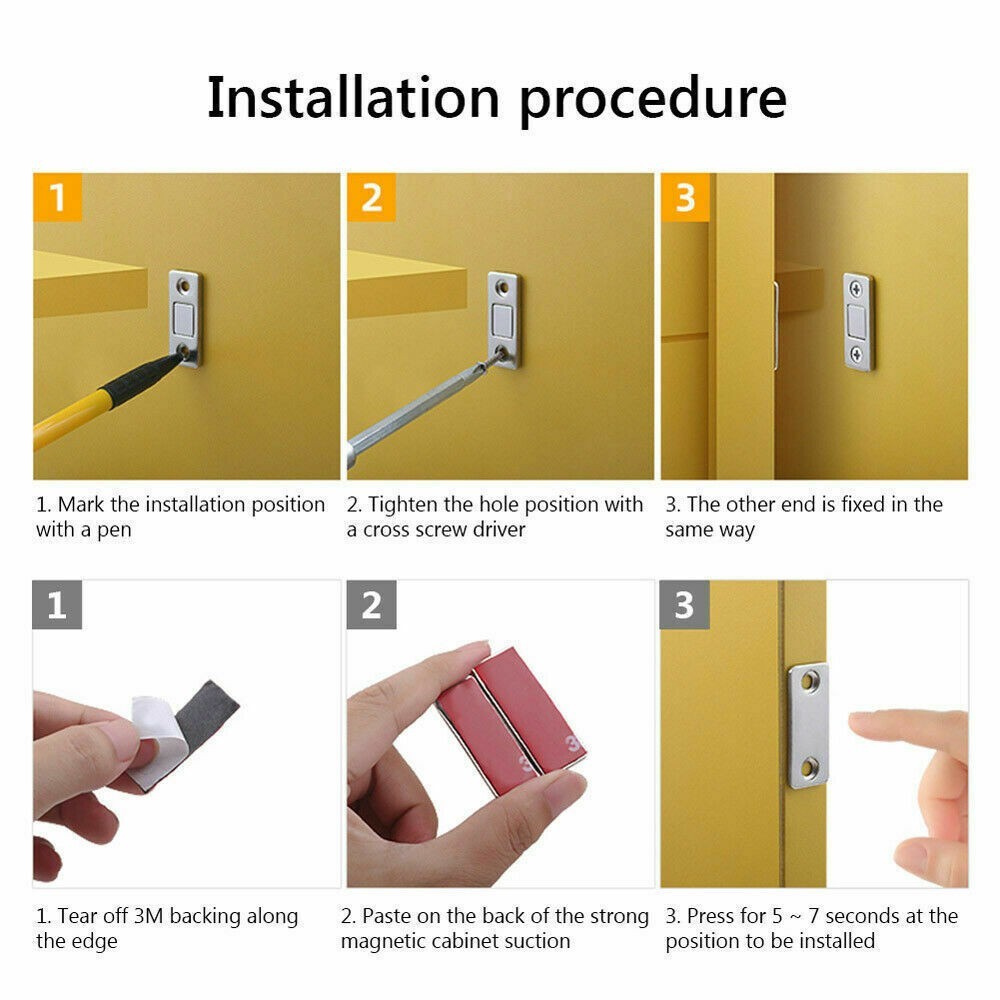 10set Strong Magnetic Catch Latch Ultra Thin For Door Cabinet Cupboard Closer