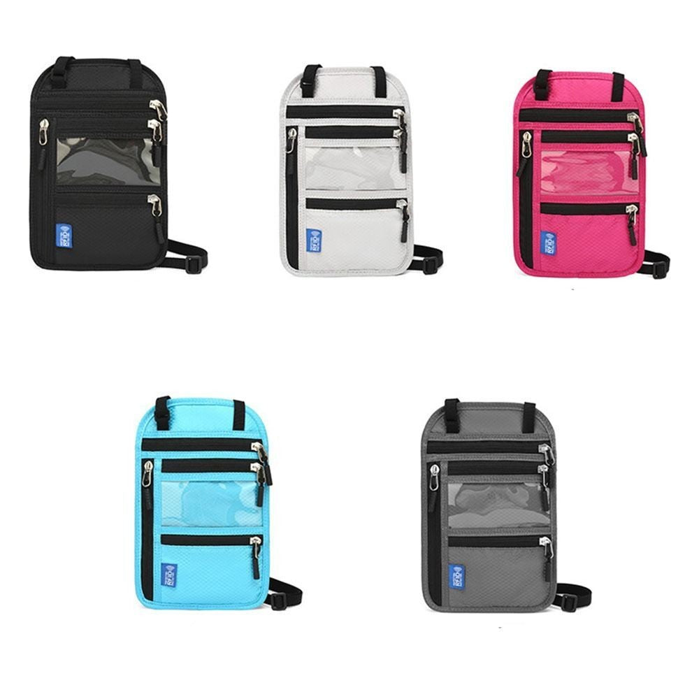 Travel RFID Passport Bag Neck Wallet Passport Document Bag Anti-theft Adjustable